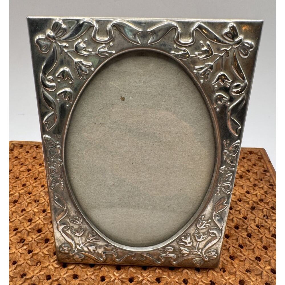 Vintage Silver Plated Floral Picture Frame 3x4 Art Nouveau Style Hong Kong123